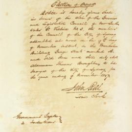 Letter - Notice of the election of Alderman Thomas Broughton as Mayor, 1846
