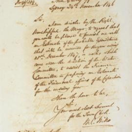 Letter - Request for an estimate of probable expenditure of Water Committee for the year 1847, 1846