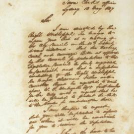 Letter - Request for meeting to present Hackney Coach and Carriage Bill to Legislative Council, 1847