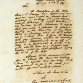 Letter - Opinion requested on suitable sites for Slaughterhouses and Cattle Market, 1847