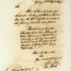 Letter - Use of Market Shed Letter A to be granted to Floral and Horticultural Society, 1847