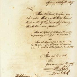 Letter - Acceptance of two reports of Water Committeed on procuring water pipes and repairs, 1847