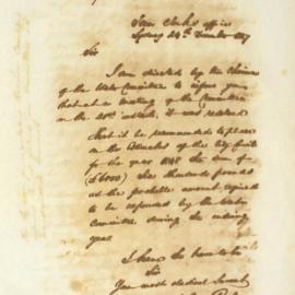 Letter - Water Committee resolution on sum to be placed on Estimates for year, 1847