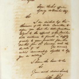 Letter - Council to continue to supply water to premises unless written objection is received, 1847