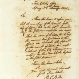Letter - Notice of Council approval to pay salaries for the month of December, 1848