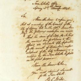 Letter - Notice of Council approval to pay salaries for the month of December, 1848