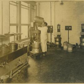 Atkinson's Perfume Factory, interior view with staff, Kent Street Sydney, circa 1931