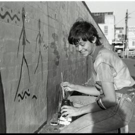 Painting 40,000 Years mural, Lawson Street Redfern, 1983