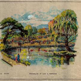 Plan - Sketch of the remodelling of the lake in Victoria Park, Parramatta Road Camperdown, 1953