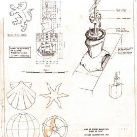 Plan - Badges for sides of floats, City of Sydney Jubilee celebrations, 1951