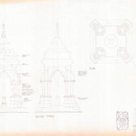 Plan - The Frazer Fountain conservation, Hyde Park Monuments project, Elizabeth Street Sydney, 1990