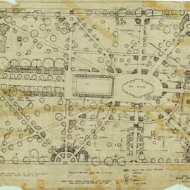 Plan - Water supply, planting and lighting schemes, Hyde Park South, Elizabeth Street Sydney, 1951