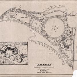 Plan - Proposed Currawong holiday resort, Mackerel Beach Pittwater NSW, 1946