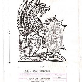 Plan - Edward III Griffin decoration, Queen Mother visit, Town Hall, George Street Sydney, 1958