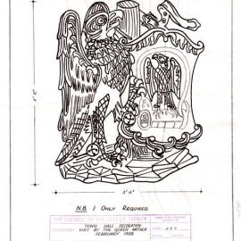 Plan - Plantagenets Falcon decoration Queen Mother visit, Town Hall, George Street Sydney, 1958