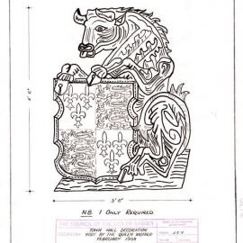 Plan - Black Bull of Clarence decoration Queen Mother visit, Town Hall, George Street Sydney, 1958