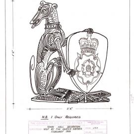 Plan - Greyhound of Richmond decoration Queen Mother visit, Town Hall, George Street Sydney, 1958