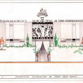 Plan - Proposed Health Week stage decorations, Sydney Town Hall, George Street Sydney, 1960