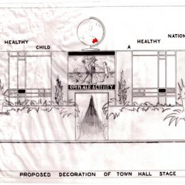 Plan - Proposed Health Week stage decorations, Sydney Town Hall, George Street Sydney, 1961