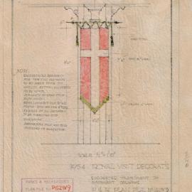 Plan - Proposed column treatment for Royal Visit, Sydney Town Hall, George Street Sydney, 1954