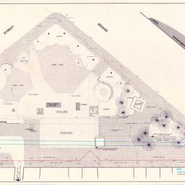 Plan - Proposed extension with MWS and DB marked, Macquarie Place Park, Bridge Street Sydney, 1975