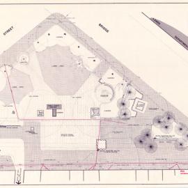 Plan - Proposed extension with PMG marked, Macquarie Place Park, Bridge Street Sydney, 1975