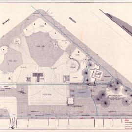 Plan - Proposed extension with levels marked, Macquarie Place Park, Bridge Street Sydney, 1975