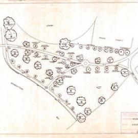 Plan - Existing trees and lamp posts, Rushcutters Bay Park, Waratah Street Rushcutters Bay, 1959