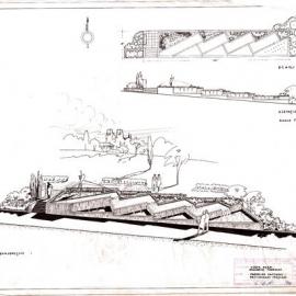 Plan - Preliminary sketches for proposed cascades, Cook and Phillip Park Sydney, 1959