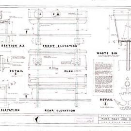 Plan - Park seat and bin details, Busby Bore Fountain, Hyde Park North Sydney, 1960