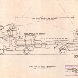 Plan - Smokescreen vehicle design for the Royal Visit Pageant at RAS Showgrounds, 1963