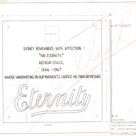 Plan - Proposed Bronze plaque celebrating Arthur Stace's Eternity, George Street Sydney, 1967
