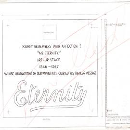 Plan - Proposed Bronze plaque celebrating Arthur Stace's Eternity, George Street Sydney, 1967