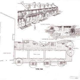 Plan - Courtyard and front landscape development, Playfair Street Precinct Sydney, 1972