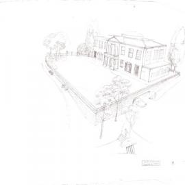 Plan - Pencil sketch of terraced front, Elizabeth Bay House, Onslow Avenue Elizabeth Bay, no date