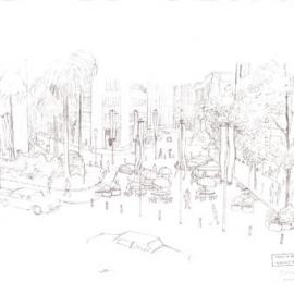 Plan - Pencil sketch of proposed landscape remodelling, Farrer Place Sydney, no date
