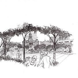 Plan - Perspective sketch of Sydney Square, George Street Sydney, 1974