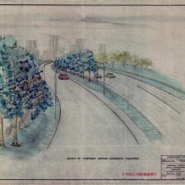 Plan - Perspective sketch of proposed landscaping, Cahill Expressway Woolloomooloo, 1980