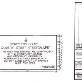 Plan - Proposed plaque for the opening of the Quarry Street streetscape Ultimo, 1983