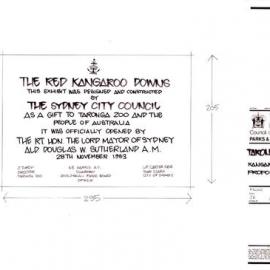 Plan - Proposed plaque marking the opening of the kangaroo enclosure, Taronga Zoo Mosman, 1984