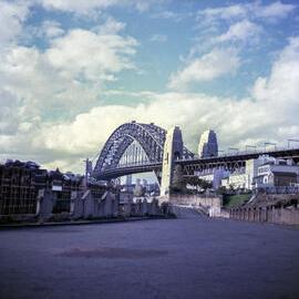 Site Fence Image - Sydney Harbour Bridge, view from Pottinger Street Dawes Point, 1975