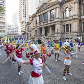 City of Sydney cheerleaders, Sydney Gay and Lesbian Mardi Gras, Town Hall Square, 2015