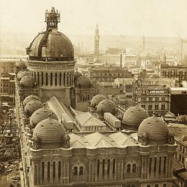 Site Fence Image - Construction of the Queen Victoria Building dome, George Street Sydney, circa 1898