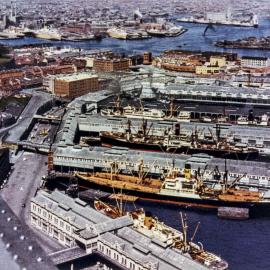 Site Fence Image - View south-west from the Sydney Harbour Bridge over Walsh Bay and Millers Point, 1947