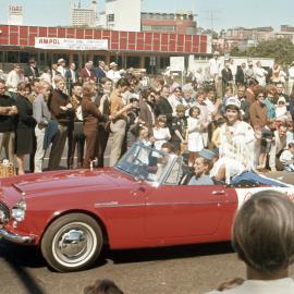 Site Fence Image - Pageant entrant, Waratah Spring Festival parade, College Street Sydney, 1966