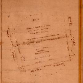 Map - Market Street, between George Street and York Street, Sydney, 1933