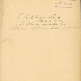 File - Request to place wreaths on statue of Captain Cook in Hyde Park, 1907-1908