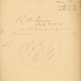 File - R A Hervey note re signs, 1907