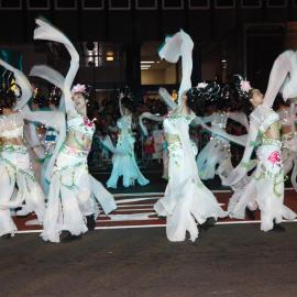 Dancers in white, Chinese New Year Parade, George Street Sydney, 2009