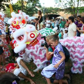Lion dancers, Chinese New Year, Belmore Park, Sydney, 2009